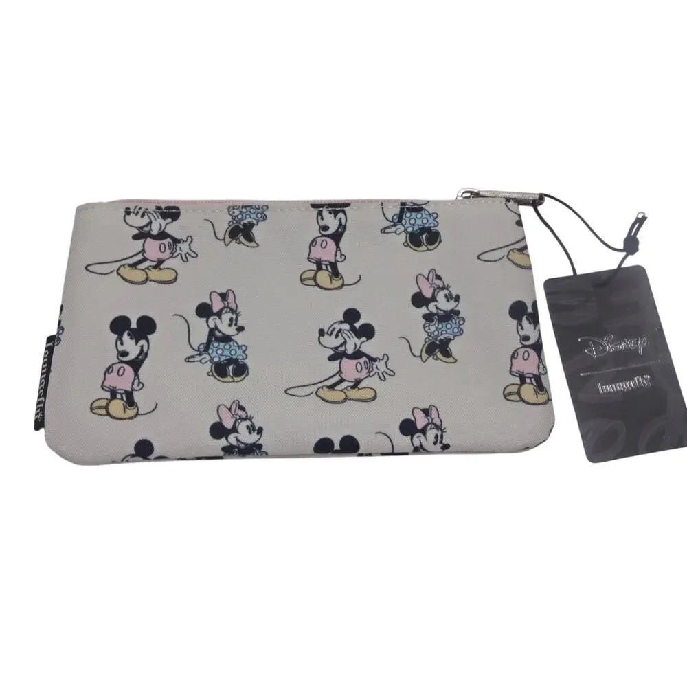 Disney Loungefly Mickey Minnie Canvas Zip Pouch NWT